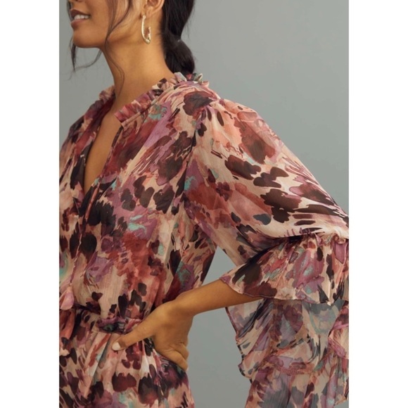 MISA Los Angeles Marcele Floral Midi Ruffle-Trim Dress - Picture 8 of 11